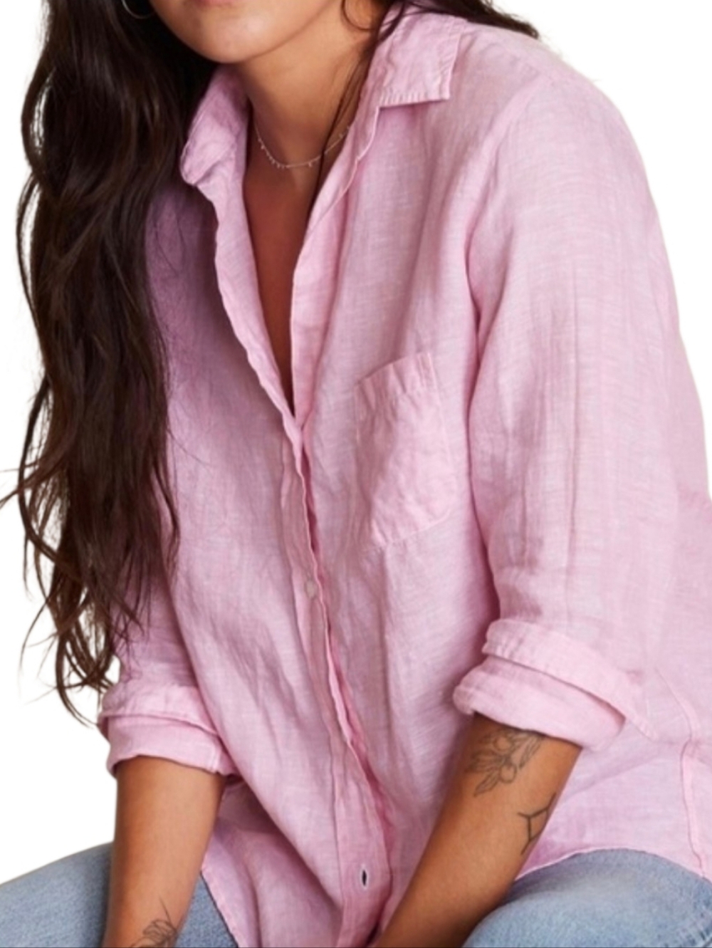 Grayson By Frank And Eileen The Hero 100% Linen Button Down Shirt Pink Sz 3/M - Picture 2 of 13